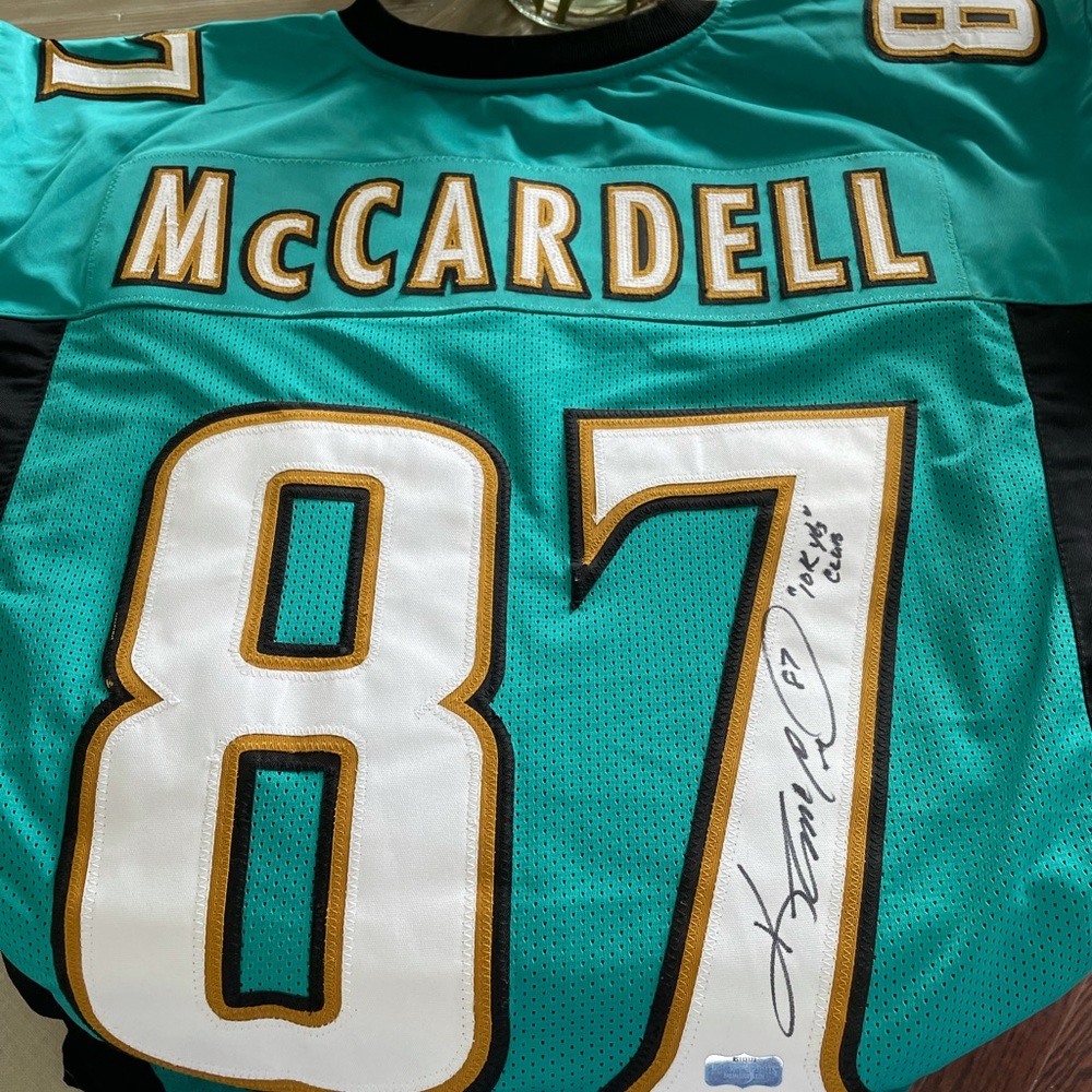 Jaguars custom jersey signed by Keenan Mccardell
